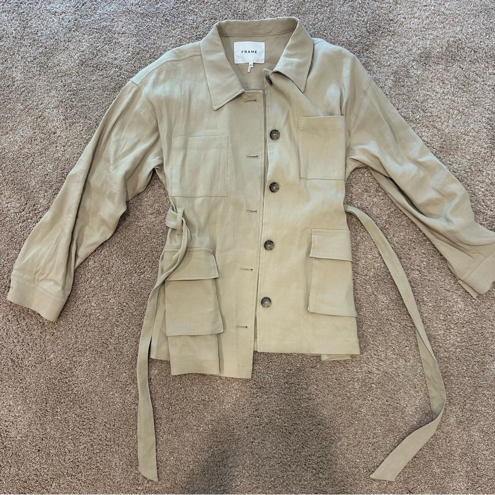 Frame Organic Linen Blend Cargo Jacket